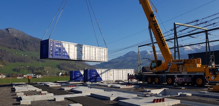 Crane operations at energy storage project site in Europe during COVID-19